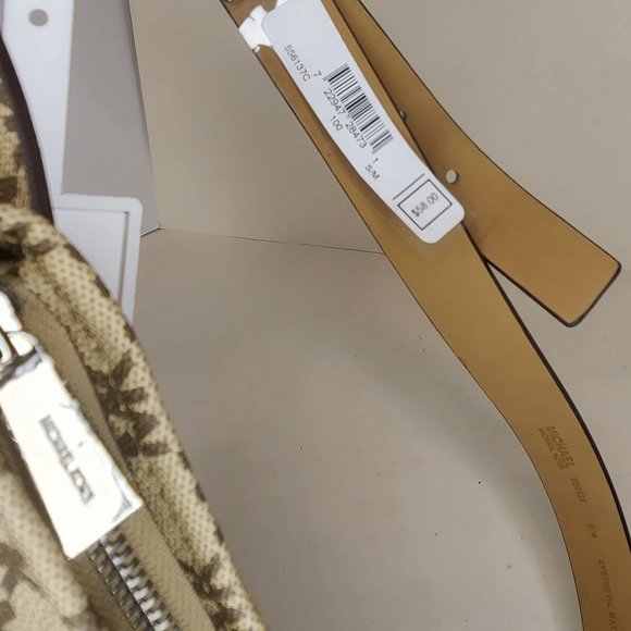 MICHAEL KORS Waist Belt Bag Fanny Pack Beige/White Signature Logo Size: S/M New - Picture 6 of 8